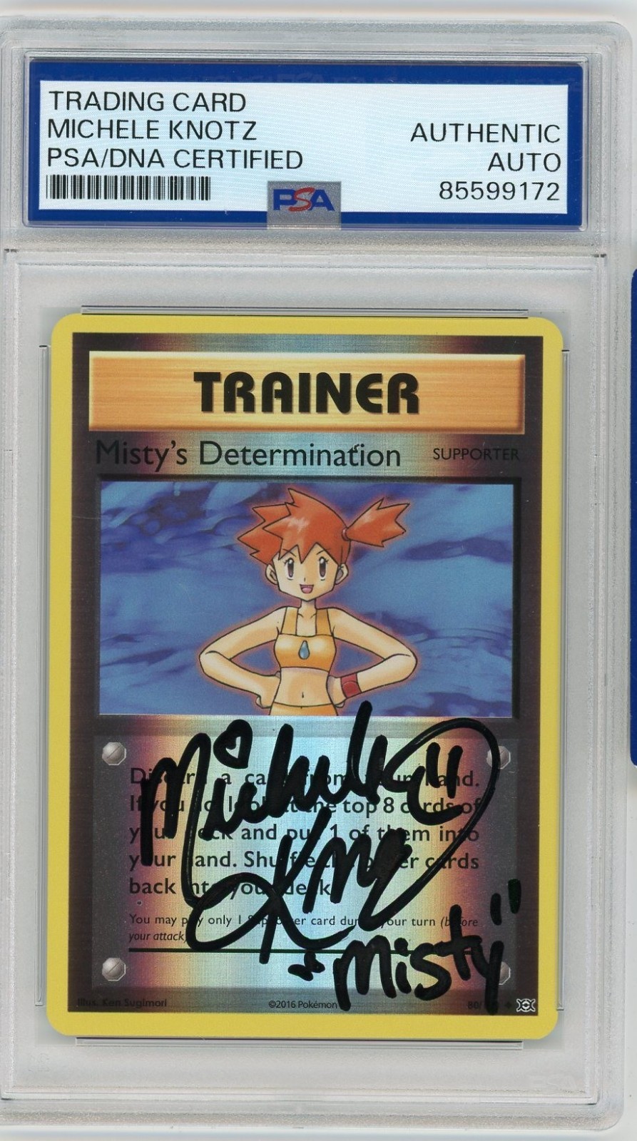 PSA Authentic Signed Michele Knotz Misty’s Determination (80/109) Reverse Holo