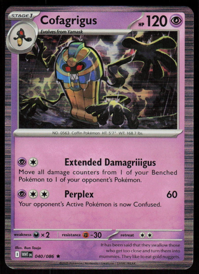 Cofagrigus 040/086 Holo Rare White Flare Pokemon Near Mint