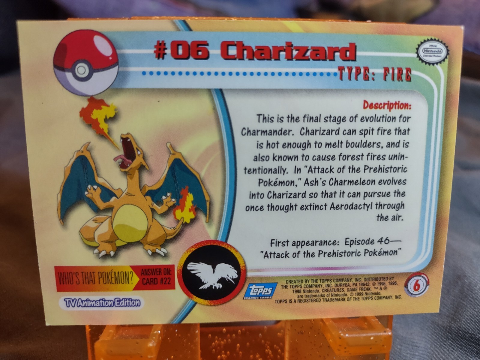 Topps Pokemon TCG Charizard #06 TV Animation Edition Non Holo Rare Fire Eng 1999