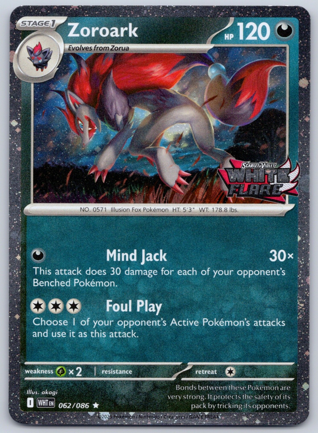 Zoroark Cosmos Holo White Flare Stamped Promo 062/086 (NM) – Pokemon TCG