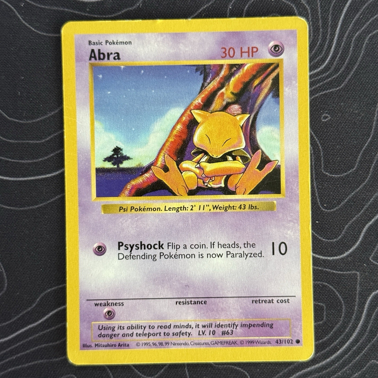 Abra 43/102 Common Base Set Shadowless Pokemon Unlimited HP