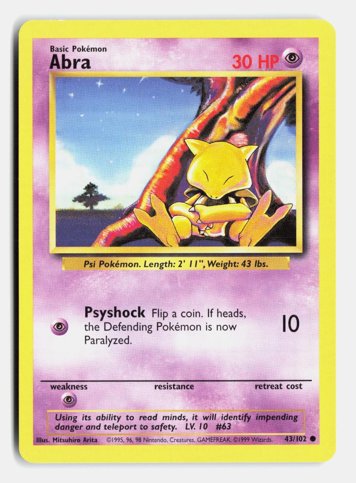 Abra 43/102 Common Base Set Unlimited Moderately Played