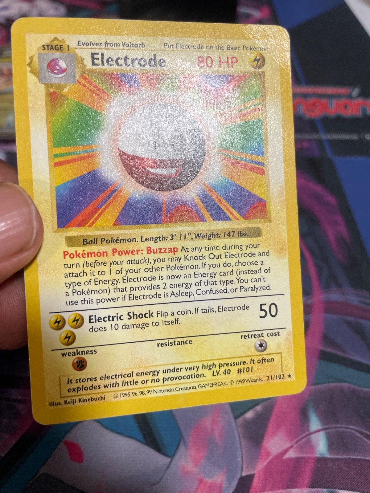 POKEMON – ELECTRODE – 21/102 – BASE SET – RARE – HP – SHADOWLESS