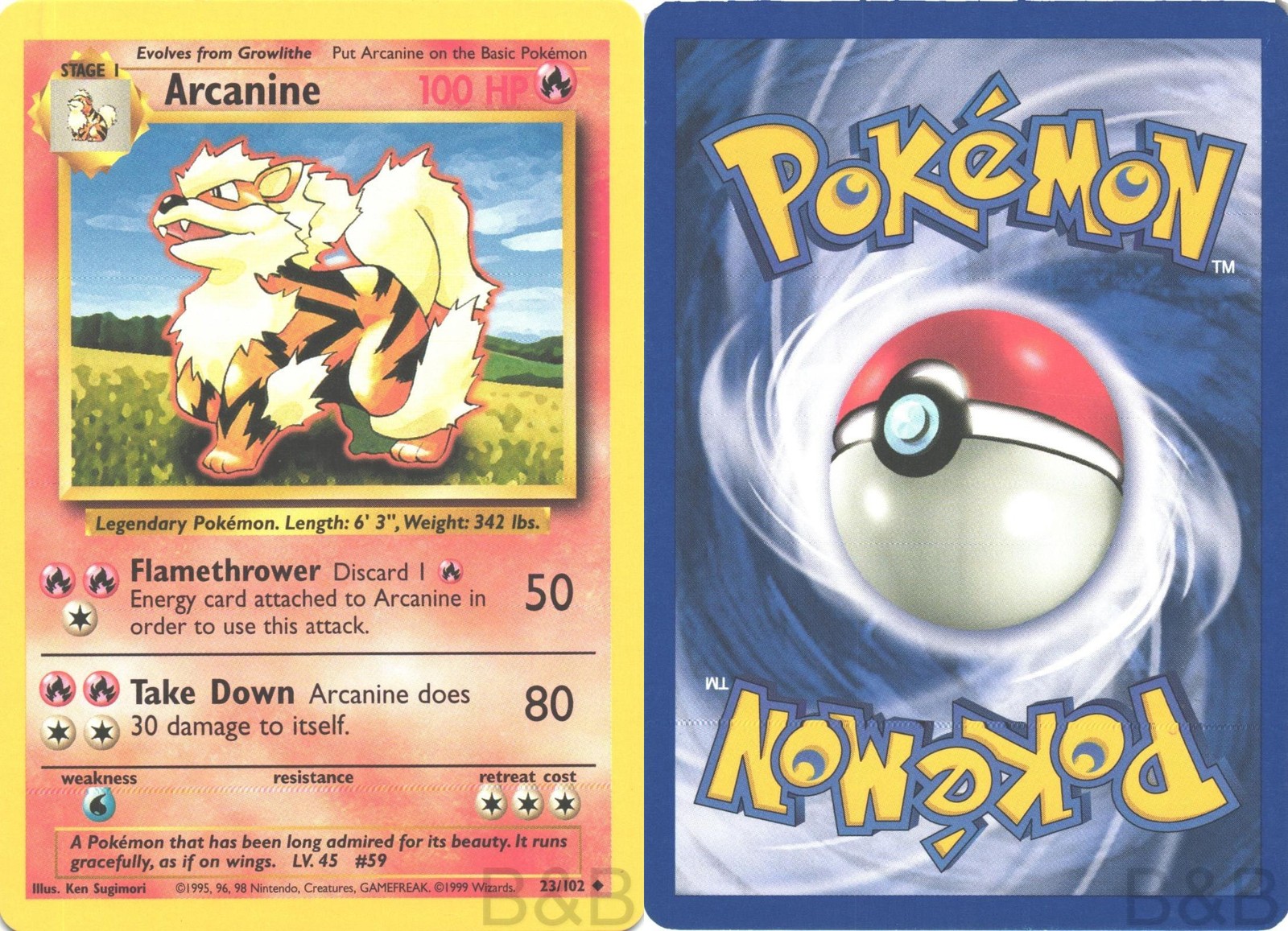 Damaged Uncommon Arcanine 23/102 Base Set Unlimited