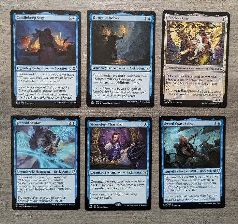 MTG Magic Set of 6 Blue Legendary Enchantment Background Commander Legends CLB