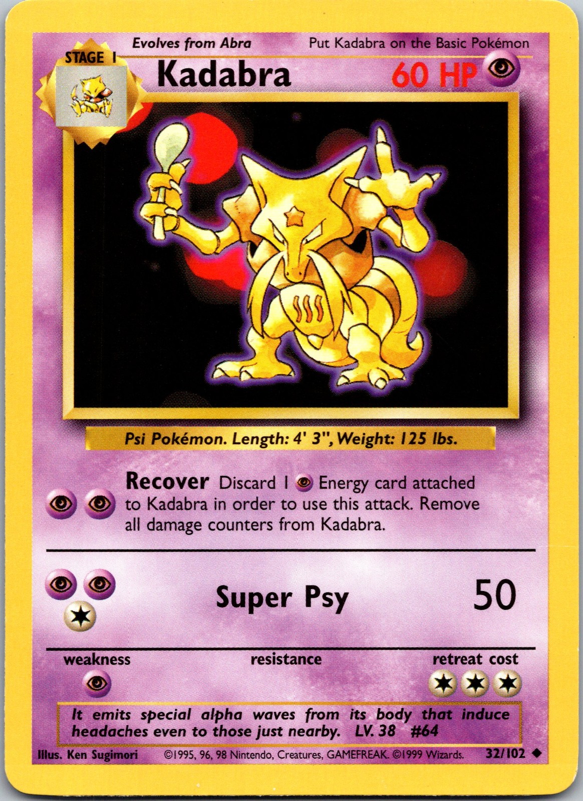 Kadabra Normal Uncommon Base Set 032/102 LP