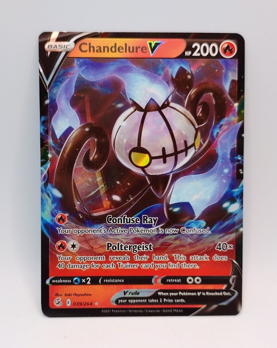 Chandelure V 039/264 Holo Ultra Rare Fusion Strike Pokemon NM Fresh Pull