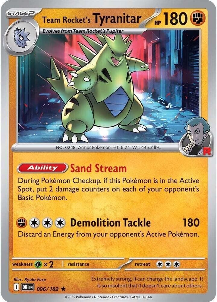 Team Rocket’s Tyranitar 096/182 Rare Pokemon SV10: Destined Rivals NM