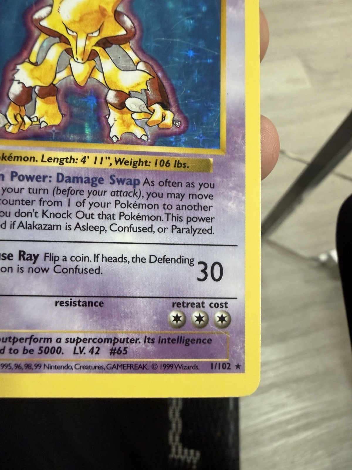 Alakazam 001/102 Base Set (Shadowless) Holo