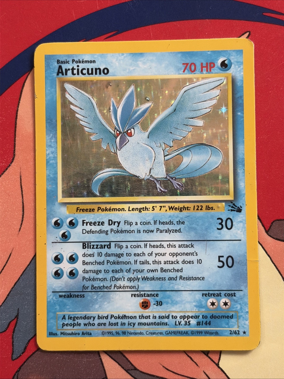 Pokemon Card TCG WoTC Articuno 2/62 Fossil Unlimited Edition Holo Rare Played