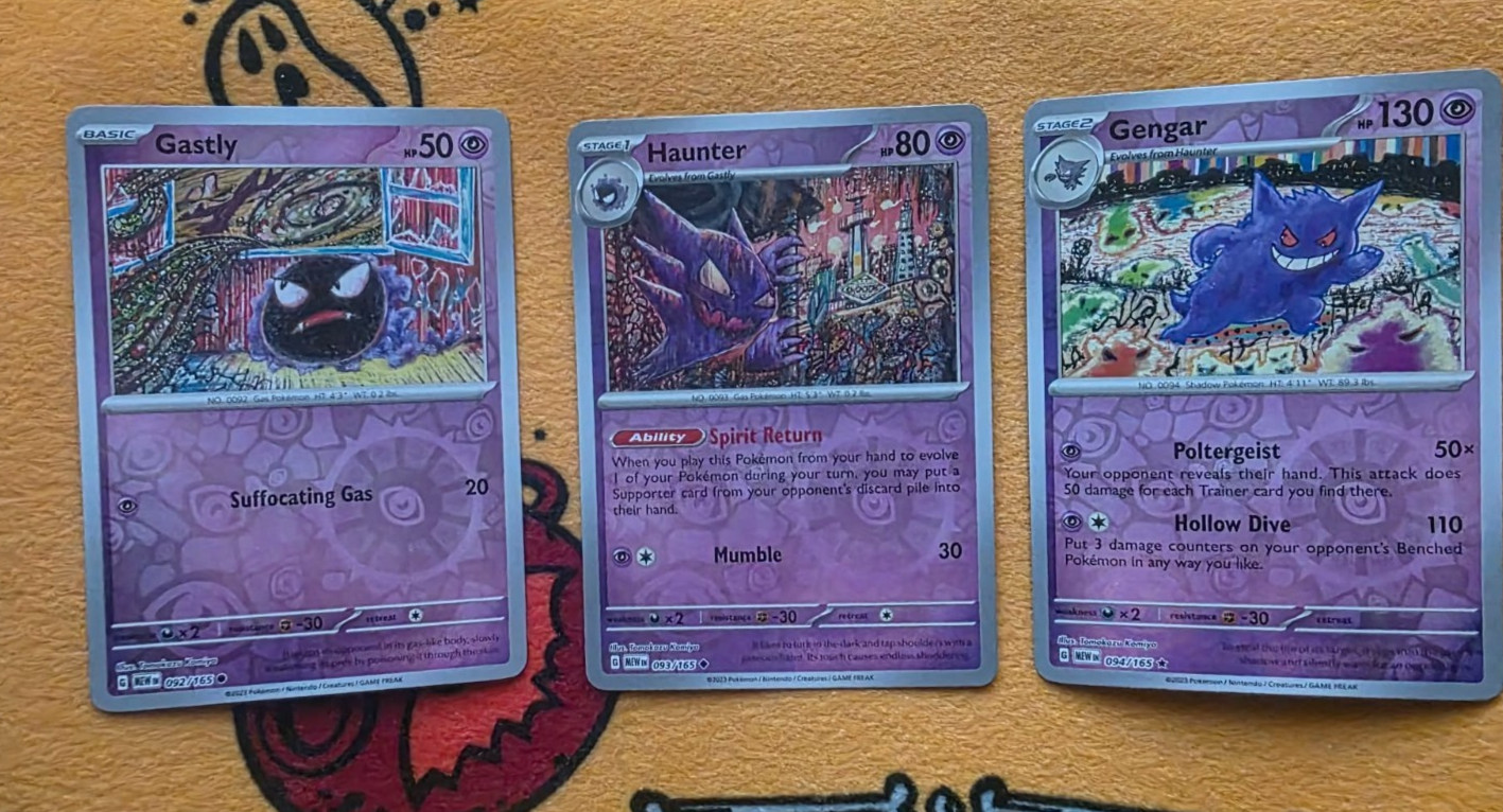 151 (REVERSE HOLOS) set of 3 Gastly Haunter Gengar Tomokazu Komiya👻👻👻