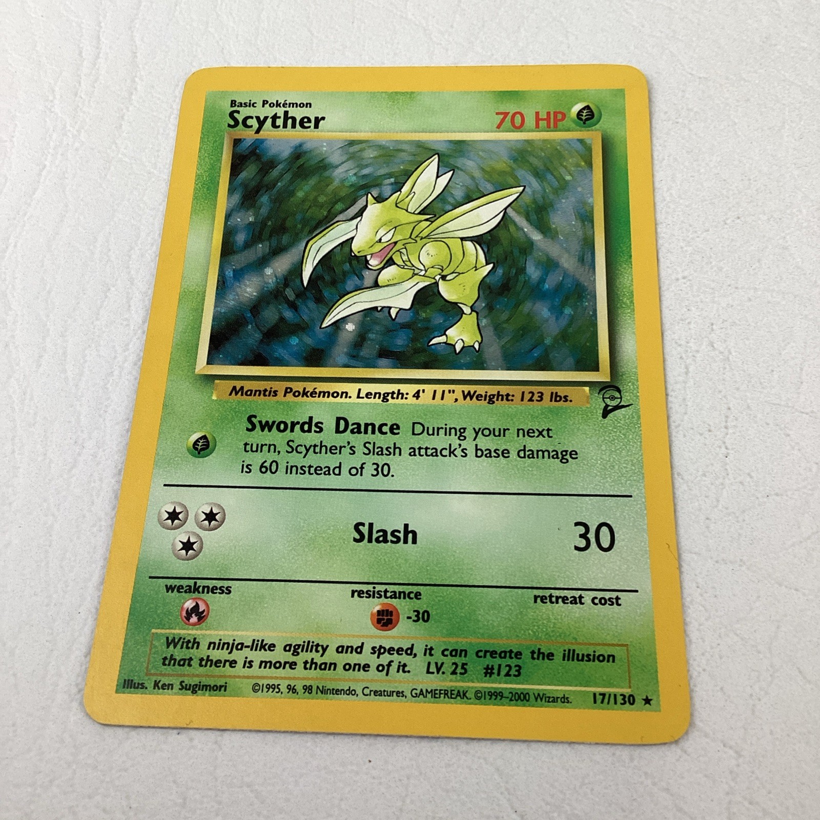Scyther 017/130 Base Set 2 Pokemon TCG Card Holo Rare Vintage 2000