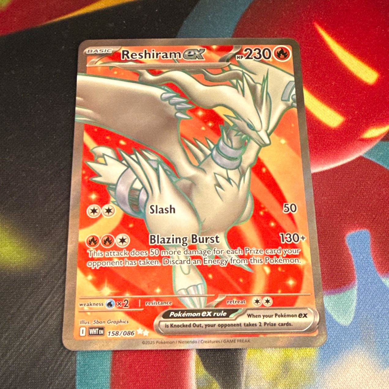 Reshiram EX 158/086 Black & White Holo Ultra Rare English 230 HP 2012