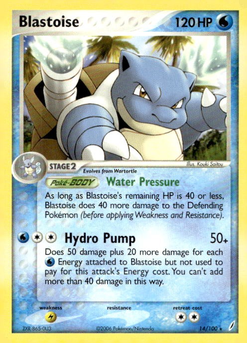 Blastoise 14/100 Rare Crystal Guardians Pokemon Lightly Played