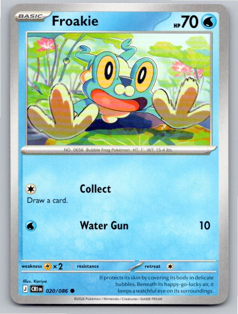2026 POKEMON FROAKIE CHAOS RISING 020/086 COMMON NM A12854 FREE S&H