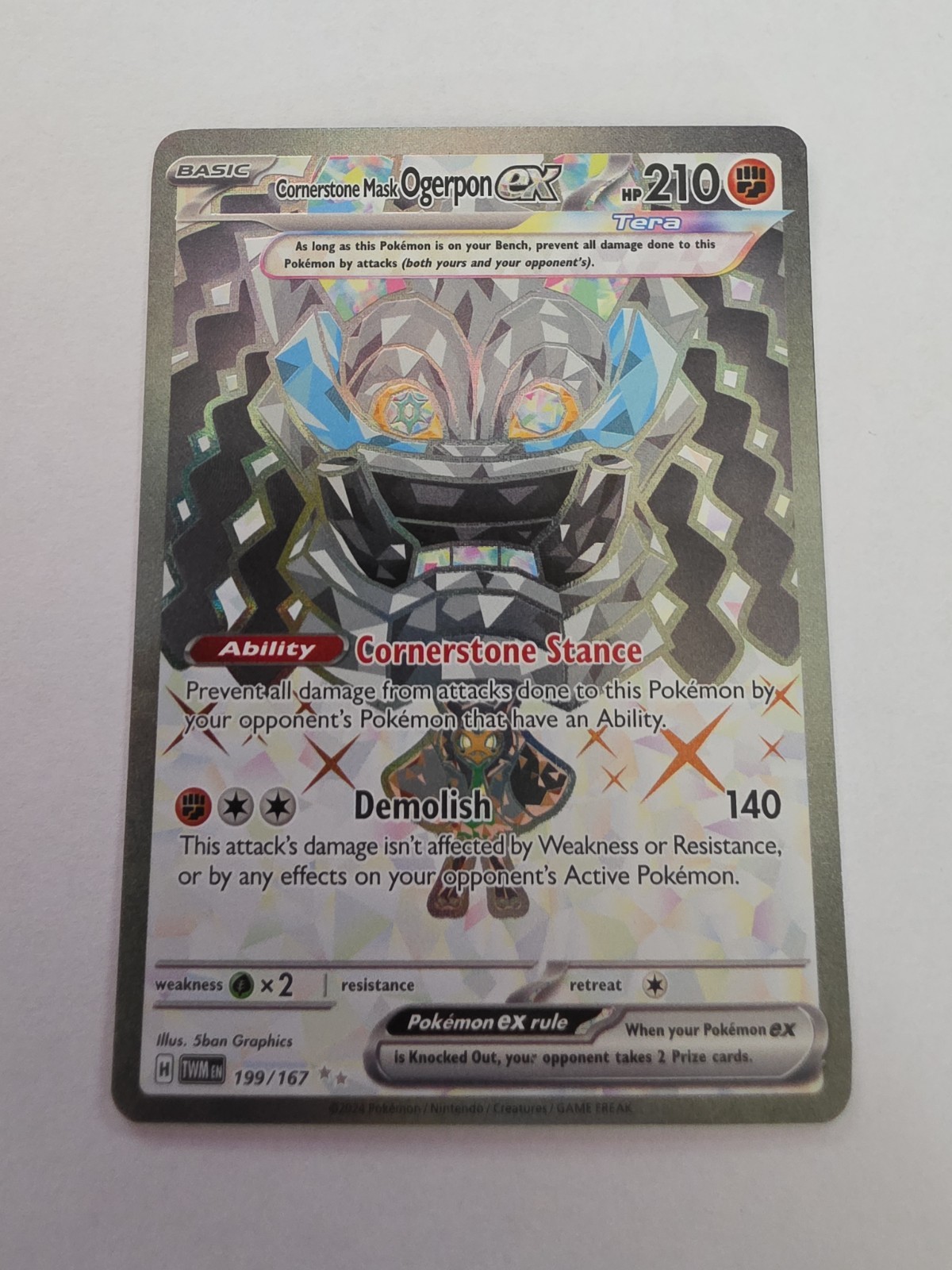 Cornerstone Mask Ogerpon ex 199/167 Sv06: Twilight Masquerade Holo NM