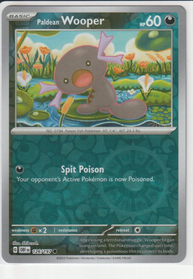 Paldean Wooper 126/197 Reverse Holo Obsidian Flames Pokemon Near Mint