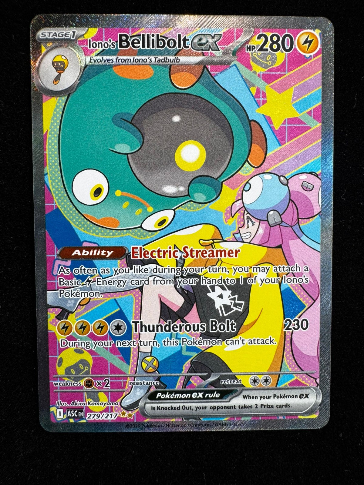 Iono’s Bellibolt EX 279/217 Special Illustration Rare Ascended Heroes Pokemon