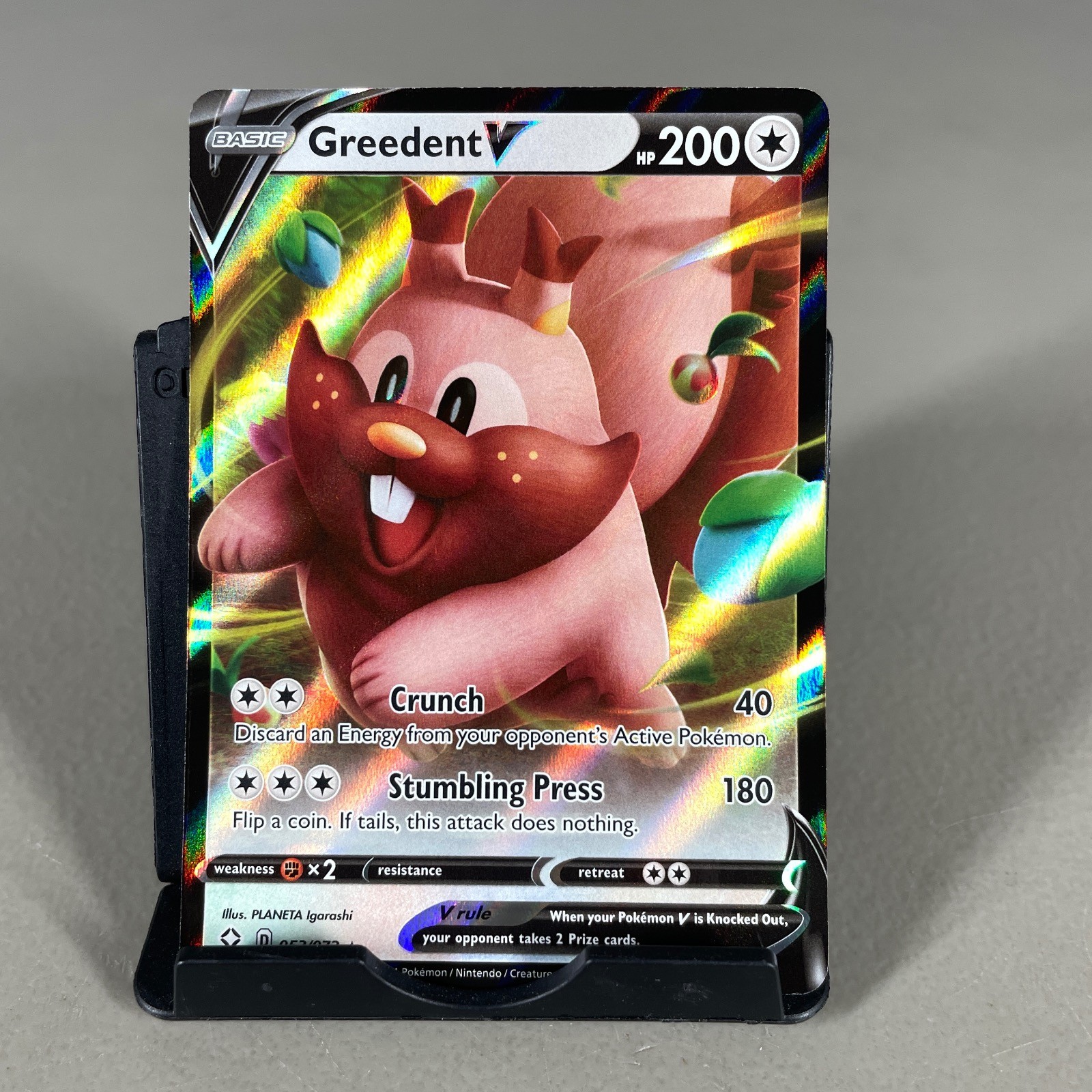Greedent V 053/072 Holo V Rare Shining Fates Pokemon Near Mint
