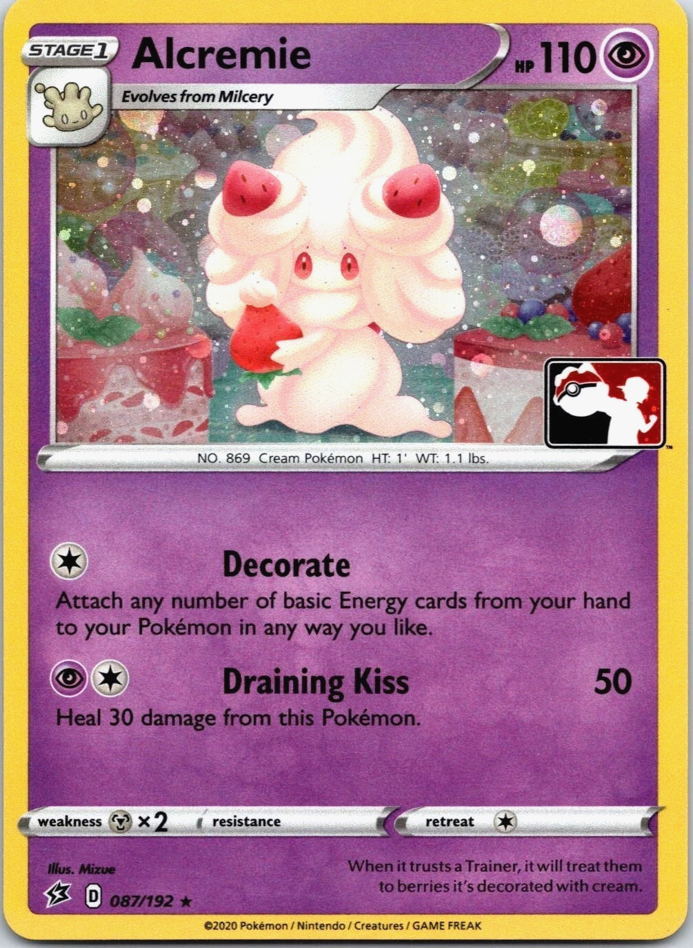 2020 Alcremie 087/192 Event Exclusive Cosmo Holo Play stamp! NM or better QTY