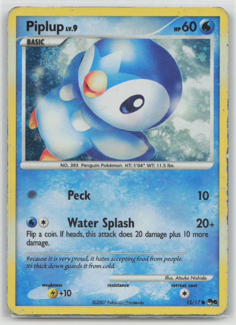 Piplup 15/17 Common POP Series 6 Pokemon Holo Heavily Played