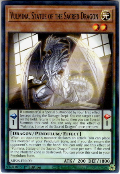 Yugioh – Vulmina, Statue of the Sacred Dragon – MP25-EN400 – Common – NM/M