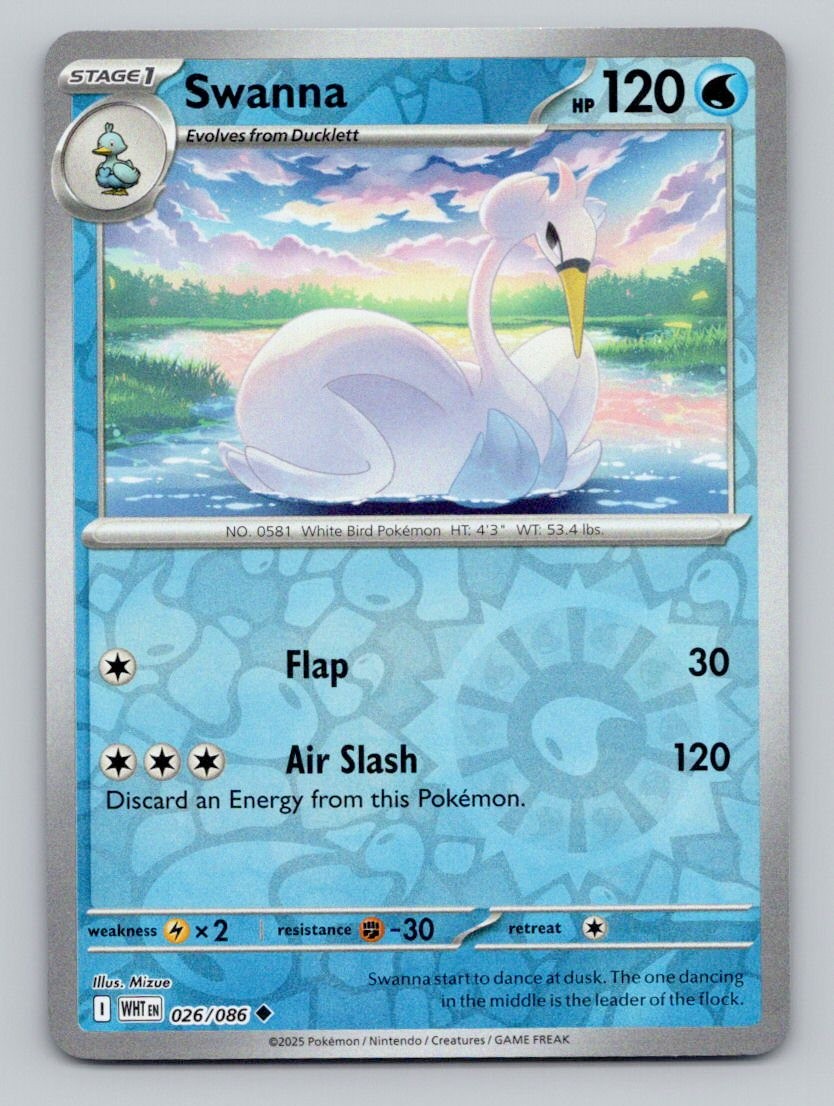 Swanna 026/086 Uncommon White Flare Pokemon Reverse Holo Near Mint