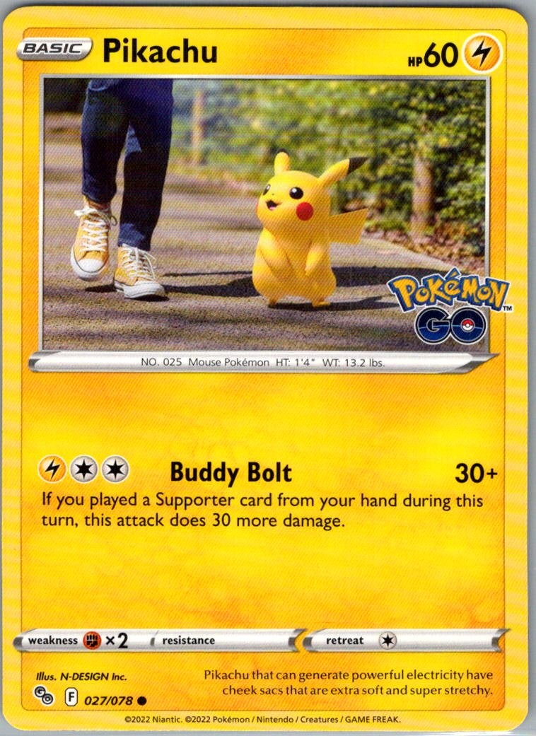 Pikachu (27) 027/078 Normal Pokemon GO N-DESIGN Inc. LP – NM