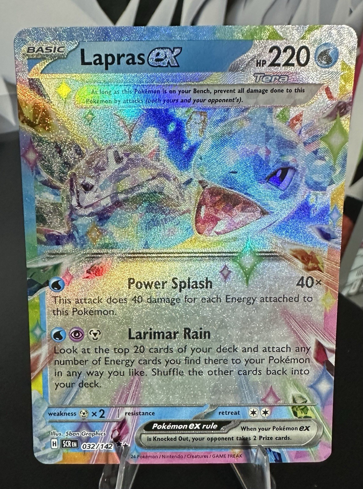 Pokémon TCG Lapras EX Holo Ultra Rare SCR 032/142 NM