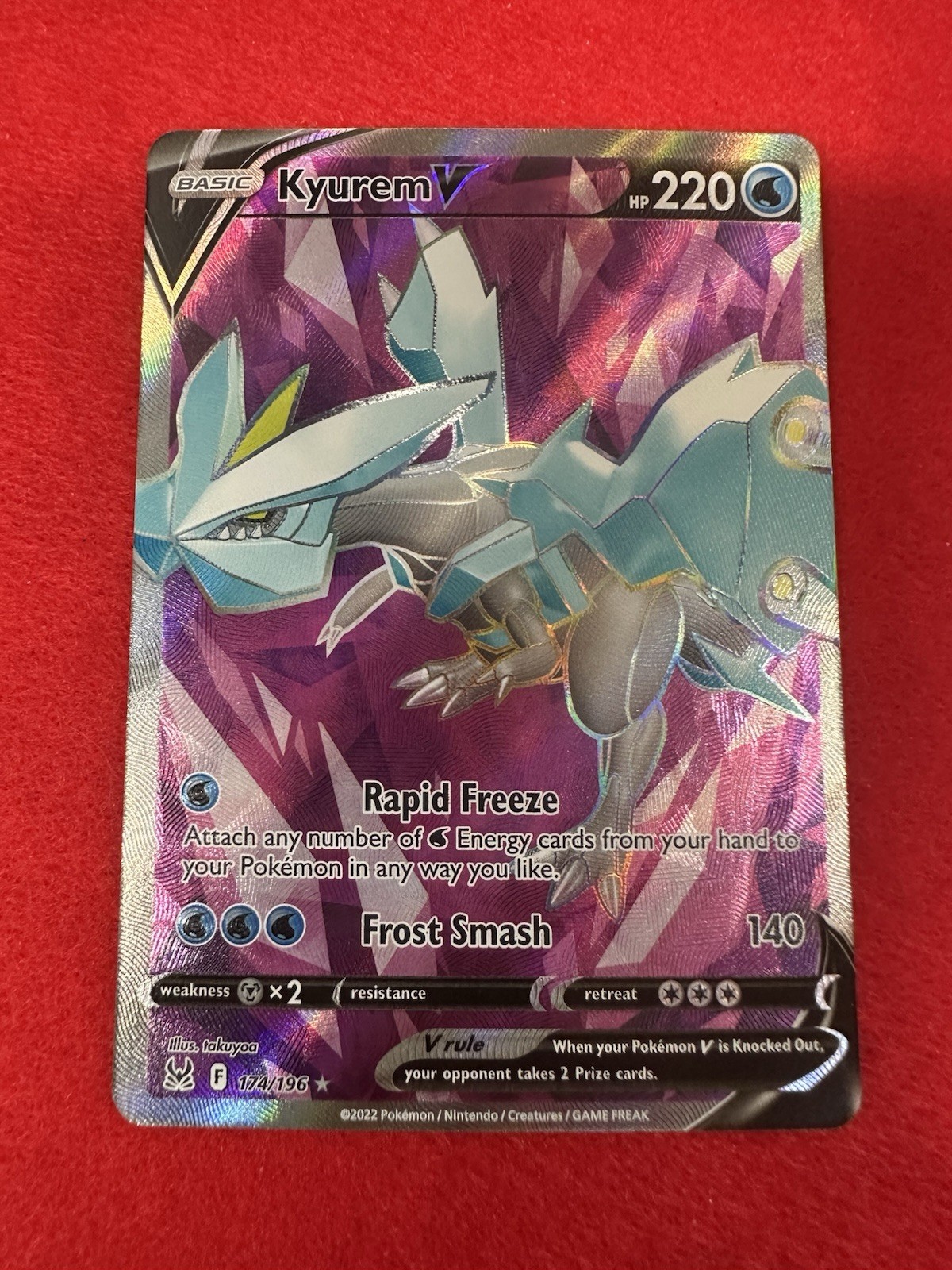 Pokémon Kyurem V 174/196 Swsh11: Lost Origin Ultra Rare Full Art Holo 220 HP