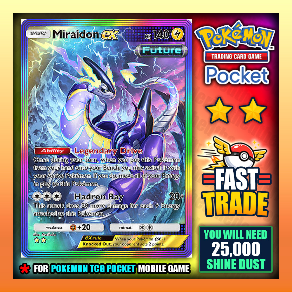 Miraidon EX – Pokemon TCG Pocket – Rainbow Art ⭐⭐ Paradox Drive – English ✅