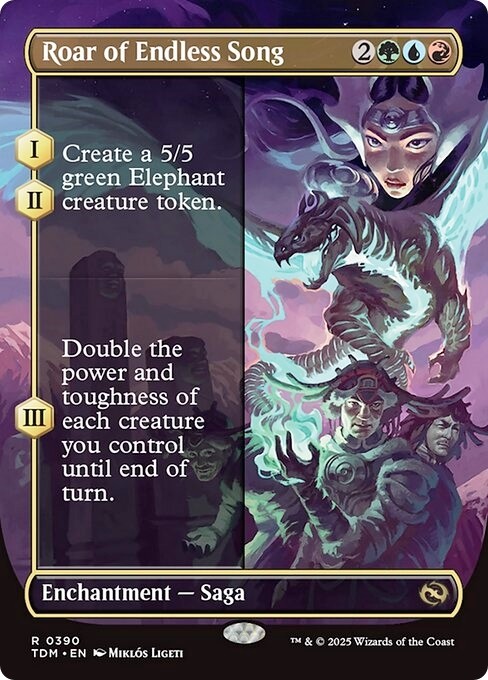 Borderless ROAR OF ENDLESS SONG mtg NM-M Tarkir Dragonstorm 1 Rare
