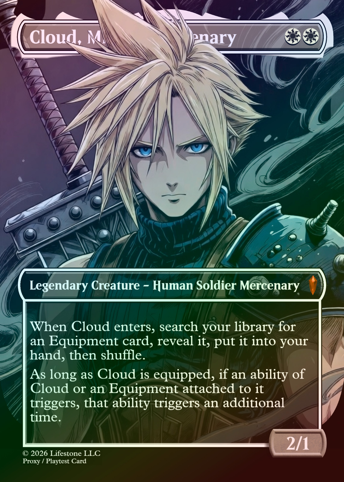 Cloud, Midgar Mecenary – Borderless FOIL – Not Tournament Authorized