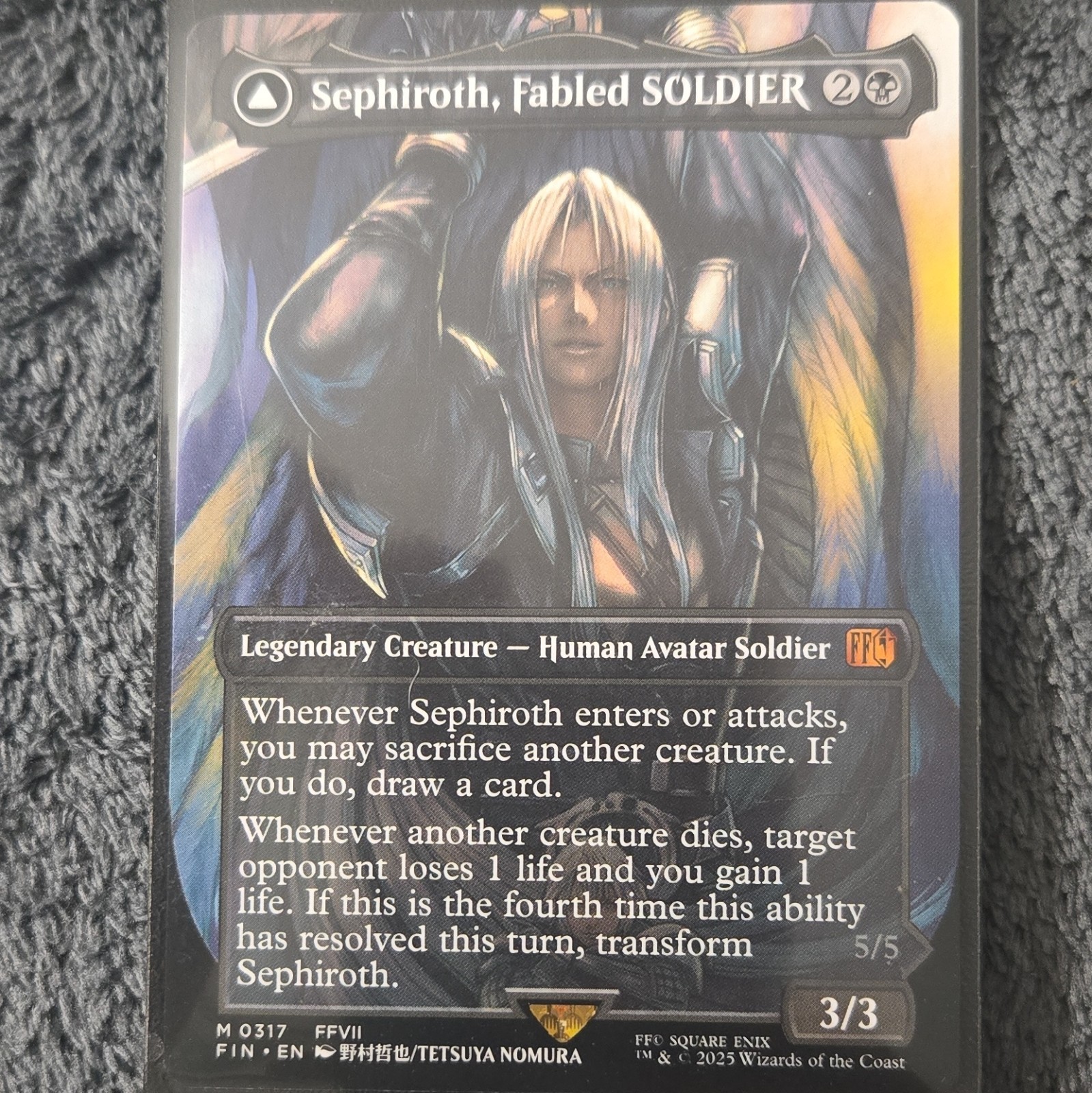 MTG Sephiroth, Fabled SOLDIER 0317 Transform Mythic plus Emblem card