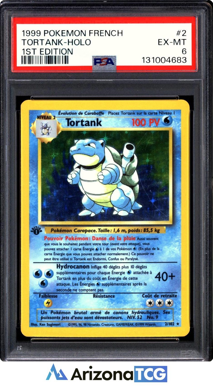 Pokemon 1999 Blastoise 2/102 1st Edition Holo Rare Base Set French PSA 6
