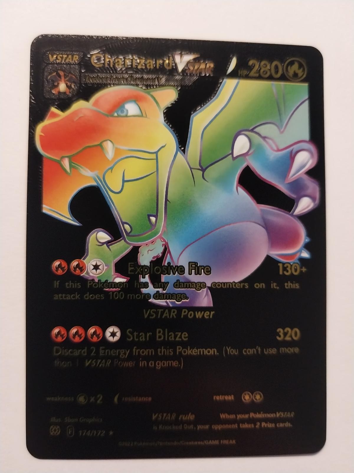 CHARIZARD VSTAR 174/172 BLACK RAINBOW FAN ART POKEMON HOLO NM