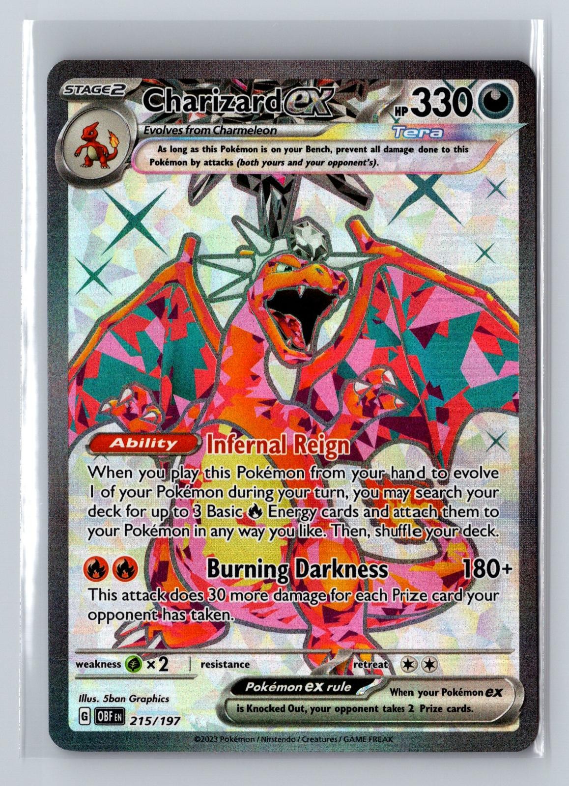 Charizard ex 215/197 Ultra Rare Obsidian Flames Pokemon Holo Near Mint