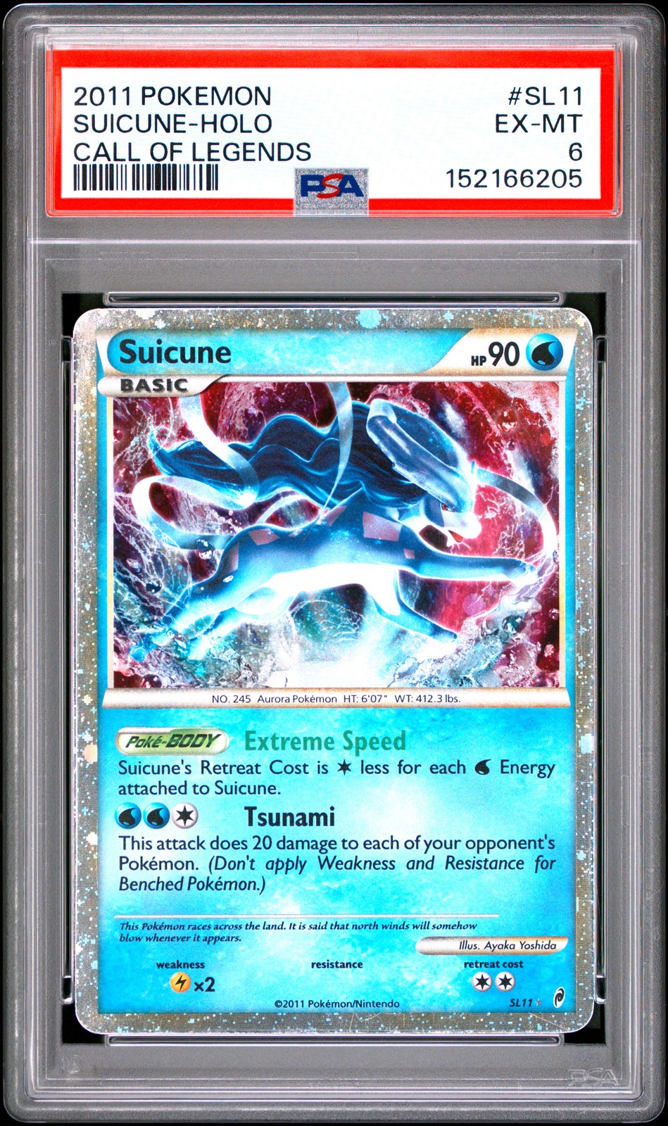 2011 POKEMON CALL OF LEGENDS #SL11 SUICUNE-HOLO PSA 6