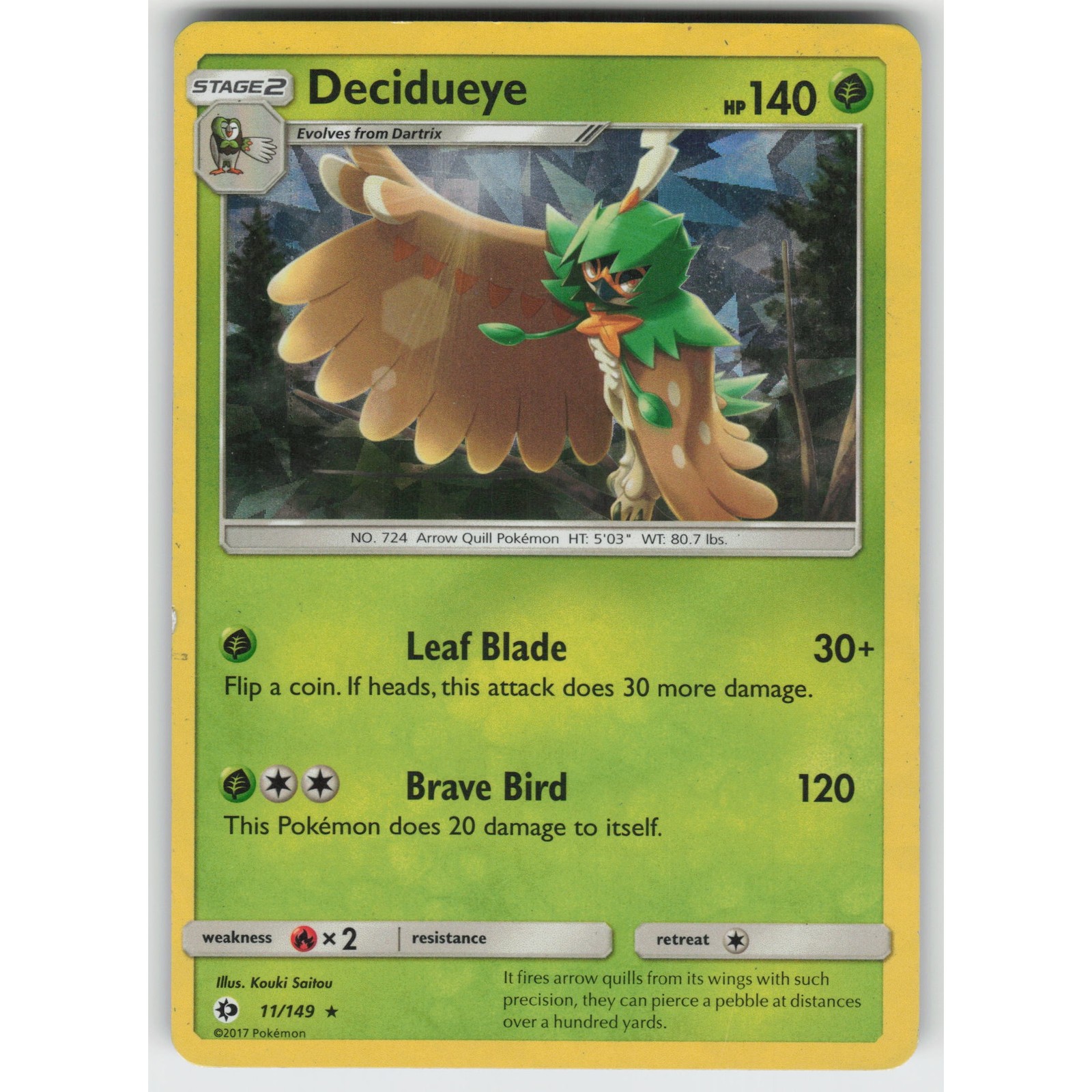 Decidueye (Cracked Ice Holo) Deck Exclusives 011/149 HR HP Pokemon