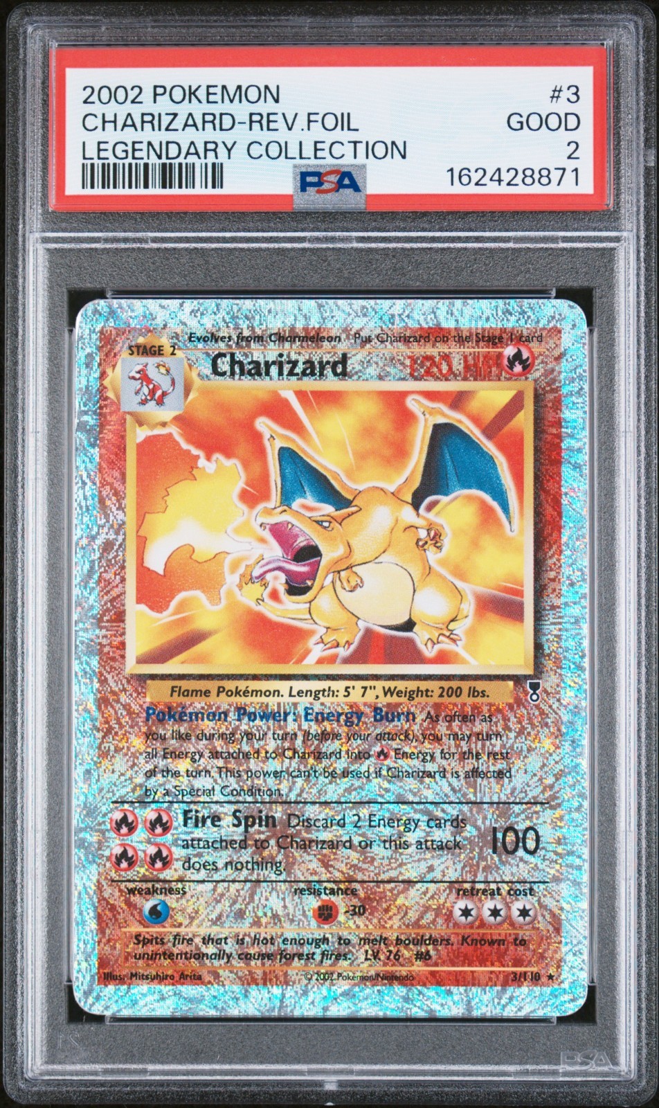 Pokémon Charizard Legendary Reverse Holo Card 3/110 – NEW CERT