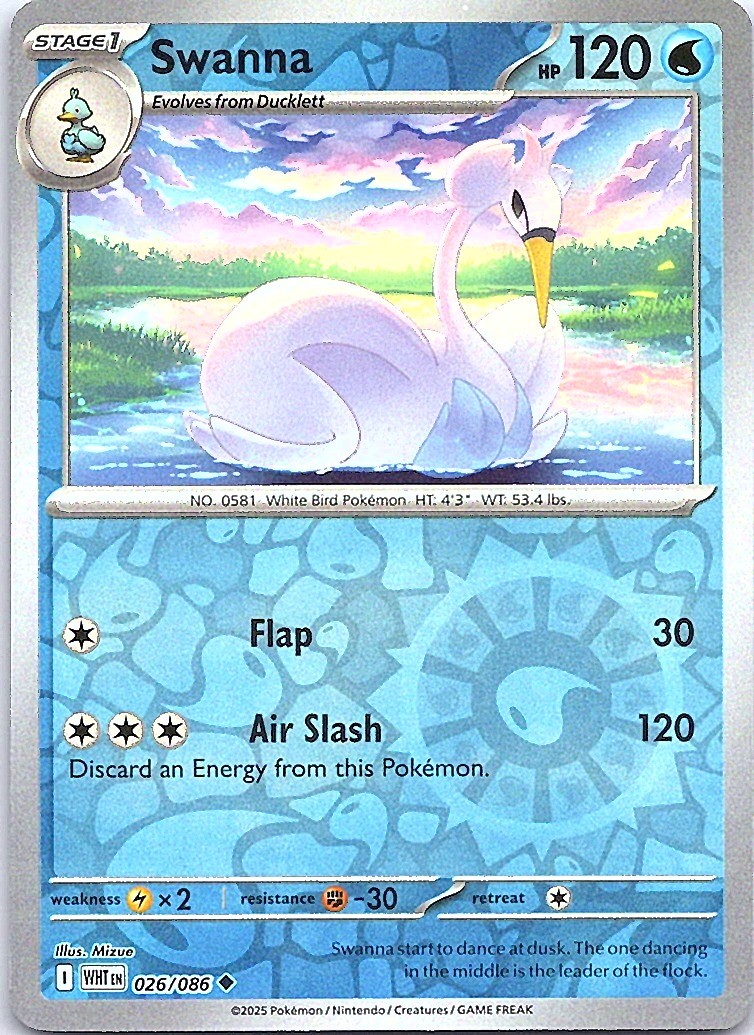 Swanna Reverse Holo Uncommon SV: White Flare 026/086 NM