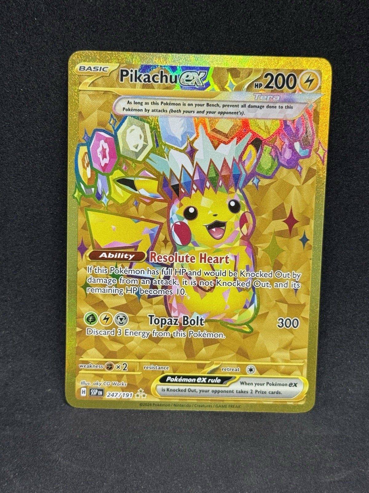 Pokémon TCG Pikachu EX Surging Sparks Hyper Rare Gold 247/191 Super Clean