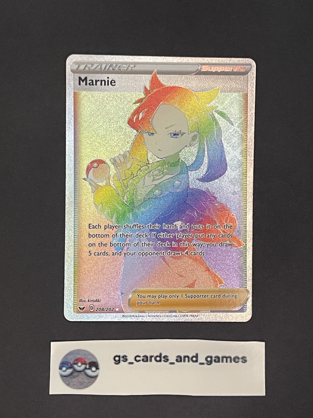 Marnie 208/202 Full Art Rainbow Rare – SwSh01: Sword & Shield Base – Pokemon TCG