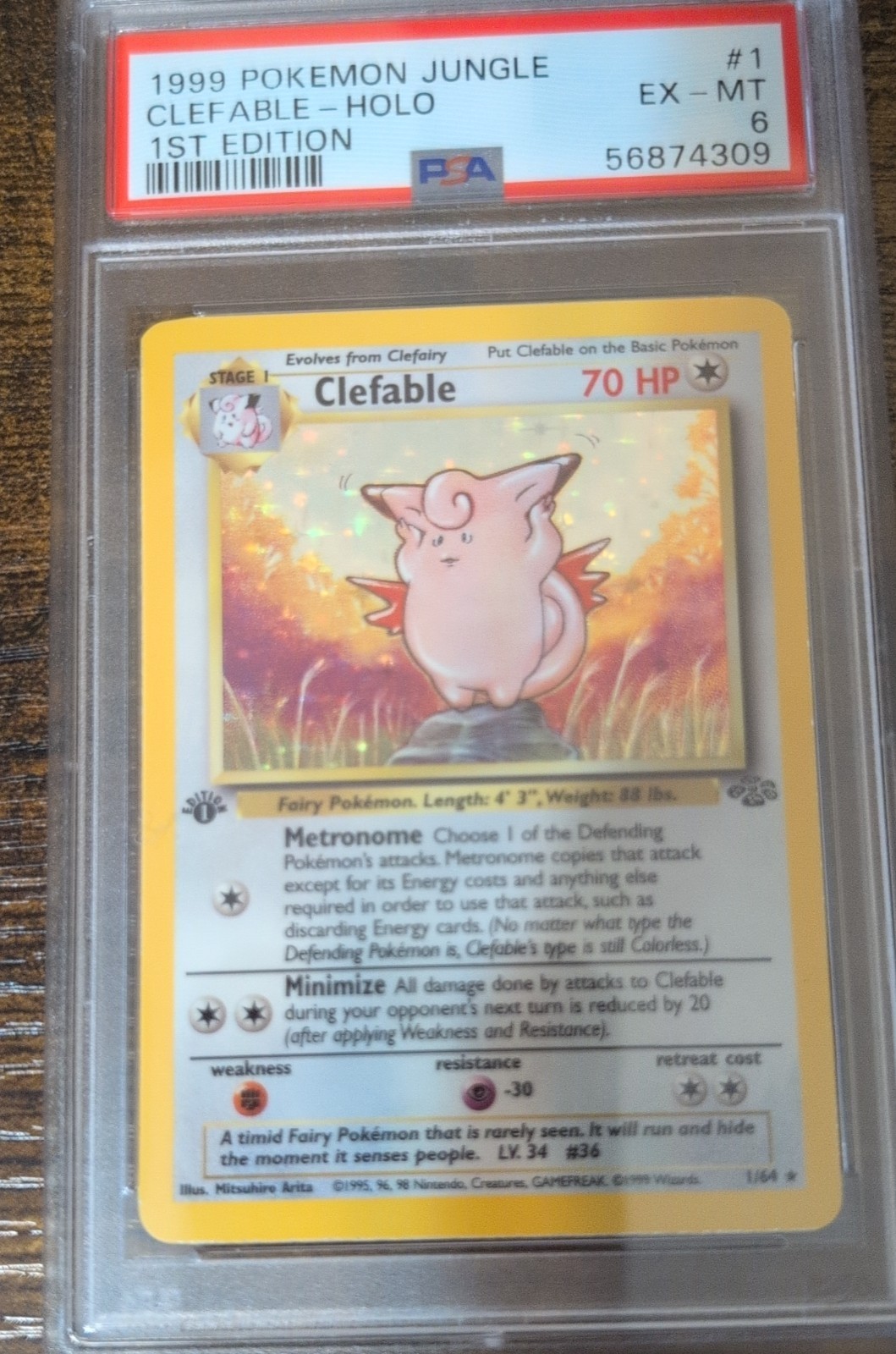 Clefable 01/64 Jungle Holo PSA 6 first edition