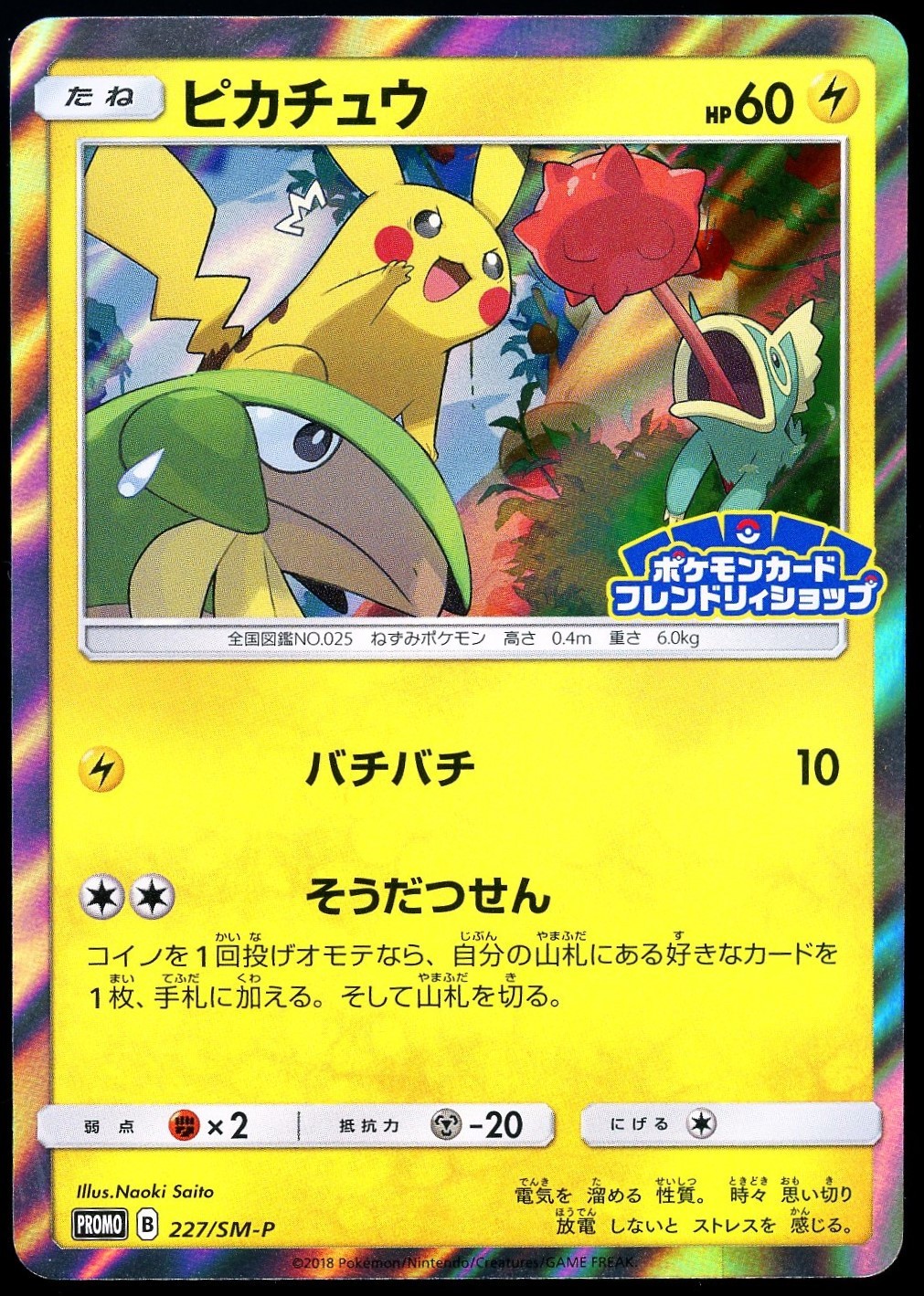 Pokemon 2018 Japanese Pikachu Holo Friendly Shop Campaign 227/SM-P Promo 5