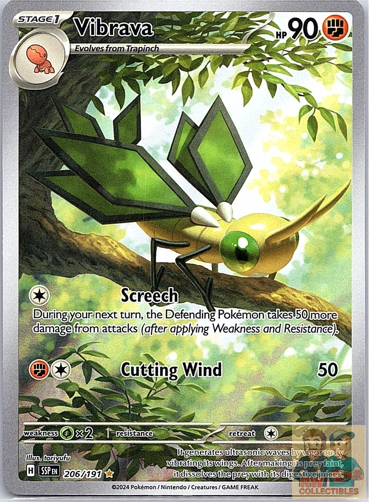 Vibrava 206/191 Illustration Rare Surging Sparks Pokemon Near Mint