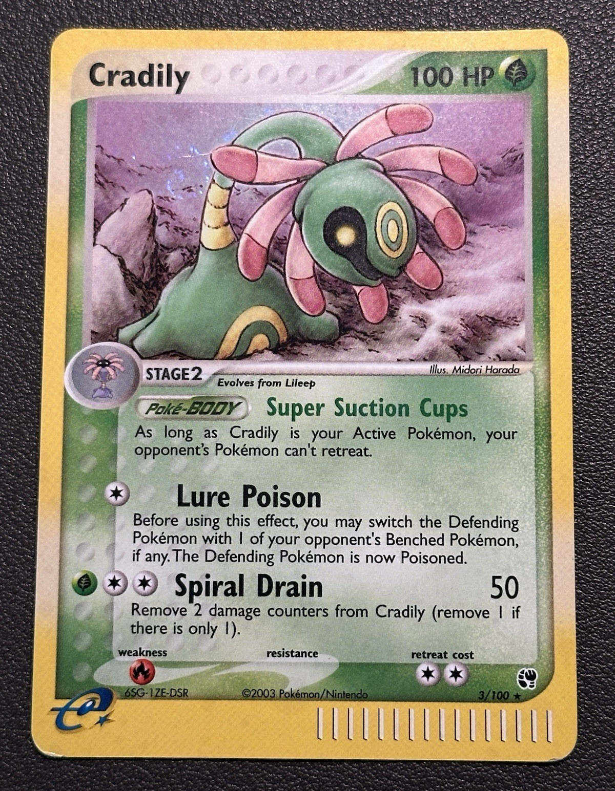 The Pokemon Company Pokemon TCG Cradily 3/100 EX Sandstorm Holo Rare Eng 100HP