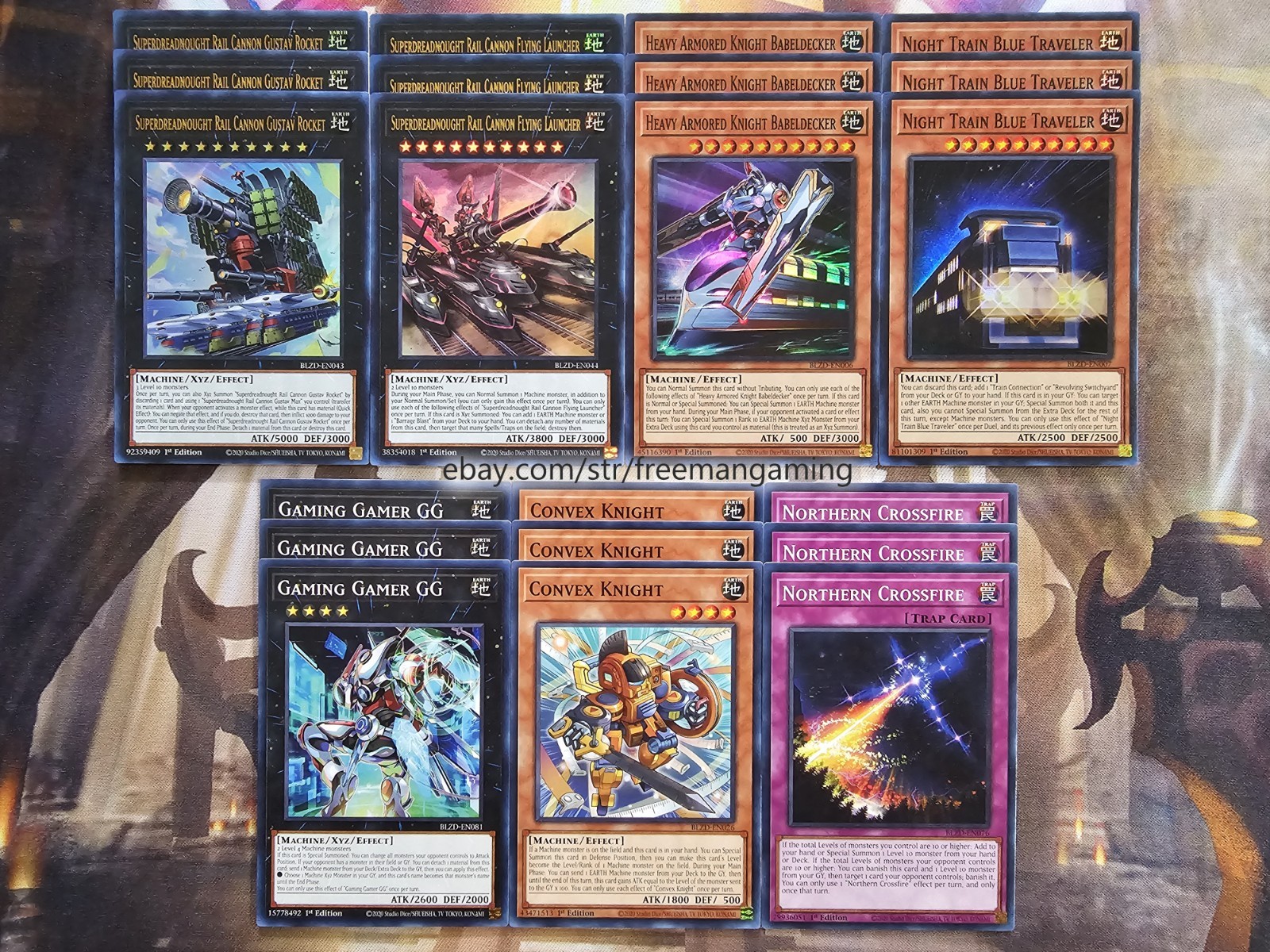 Yugioh Train Deck Core 21 card BLZD-EN043 044 006 Superdreadnought Rail Cannon