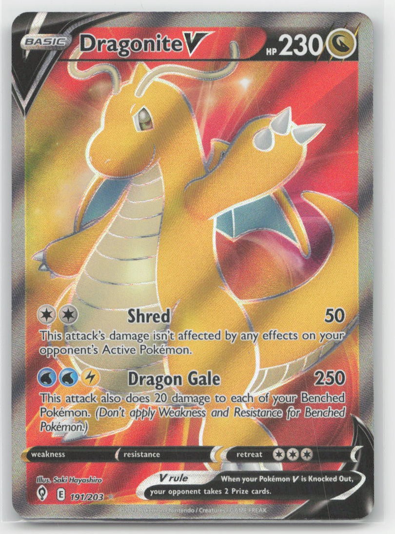 Dragonite V (Full Art) Holo SWSH07: Evolving Skies 191/203 NM