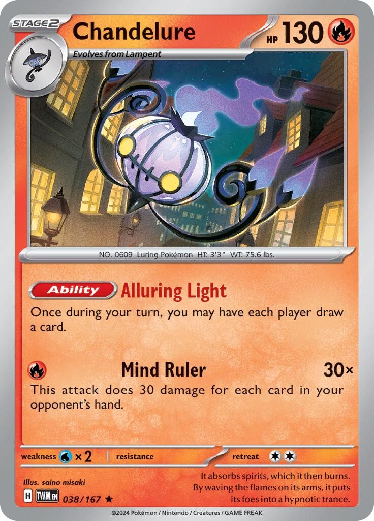 Chandelure – [TWM – 038/167] – Holofoil – Rare – Pokemon – EN